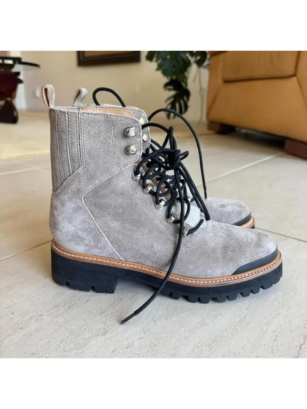 Mark Fisher LTD Izzie Genuine Shearling Lug Sole Laceup Boots Bootie Size 8